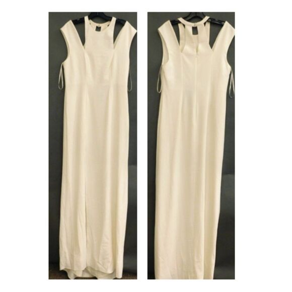 Ivory Off-White Cold Shoulder Halston Heritage Women's Evening Gown - 8 - Picture 2 of 4